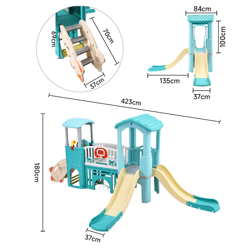 Kidkid Kids Slide and Climber Playset with Balls and Ring Toss