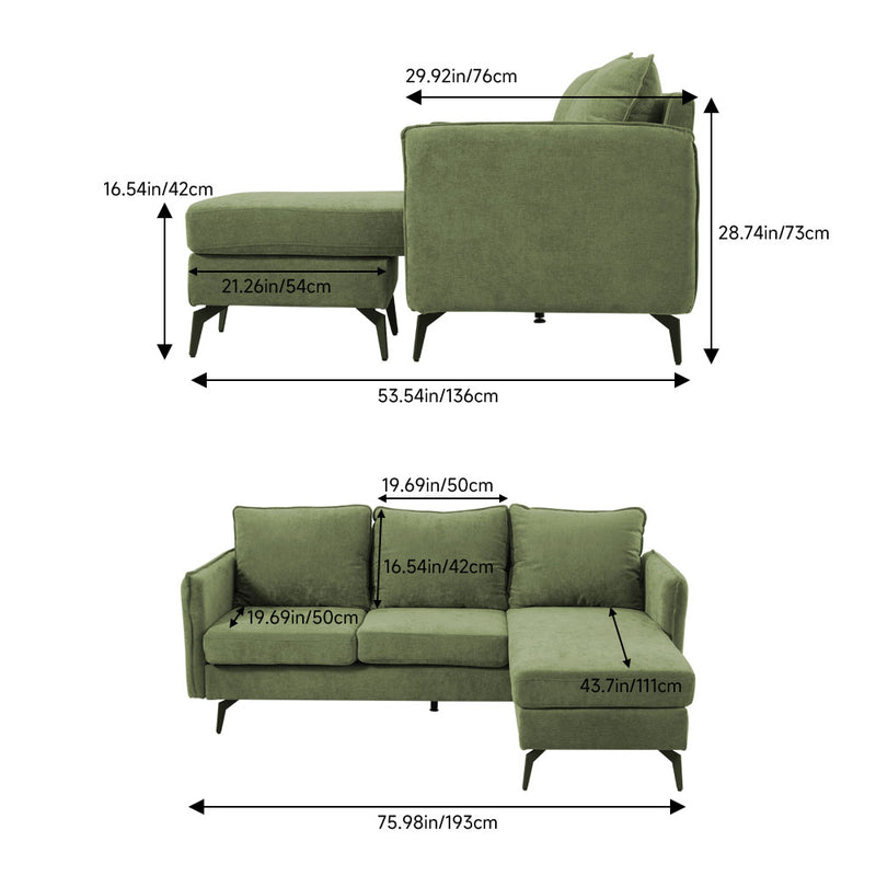 Livingandhome 3-Seater Upholstered Corner Sectional Sofa