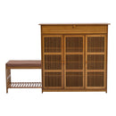 Livingandhome Wooden Shoe Storage Cabinet with Padded Seat
