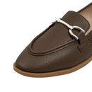 Slip-On PU Leather Horsebit Loafers - Brown