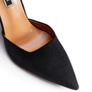 Pointed Toe High Block Heel Close Toe Shoes - Black
