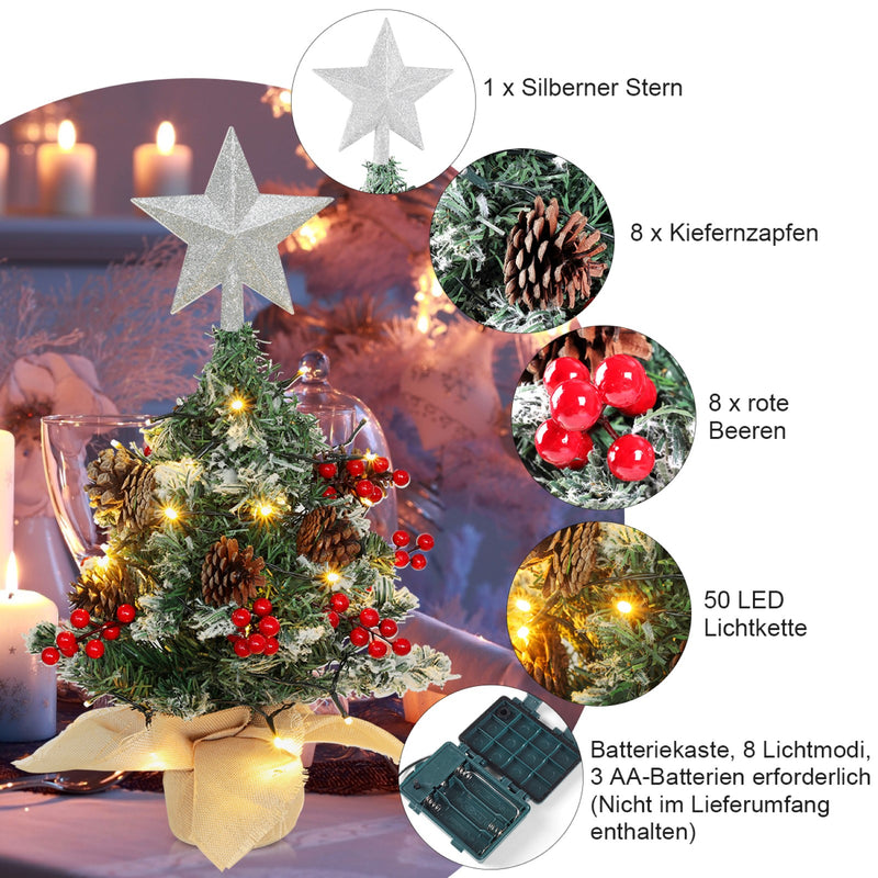 Lifeideas Mini Pre Lit Tabletop DIY Christmas Tree with Star Topper