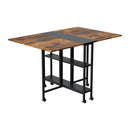 Livingandhome Folding Dining Table with Wheels and Storage Shelves