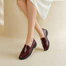 Casual Closed Toe Slip-on Penny Loafers with Low Heel - Burgundy