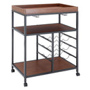 Rustic Bar Wooden Mobile Serving Cart With Wheels