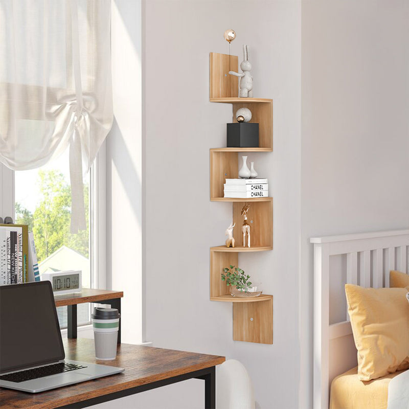 Cottonfy UK Tiered Wooden Floating Corner Shelf