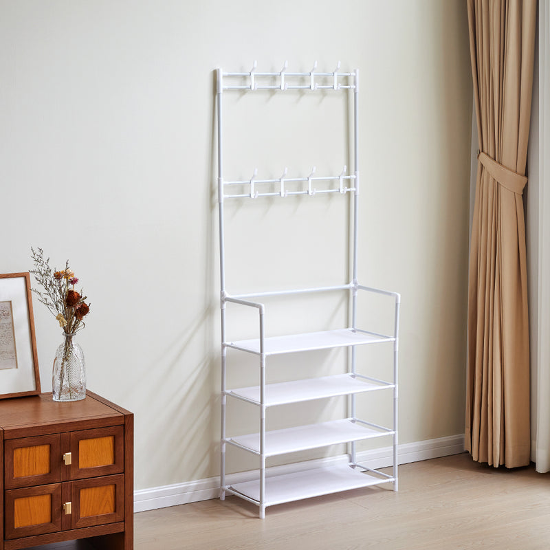 Lifeideas Entryway 4 Tier Shoe Rack with Coat Hanger