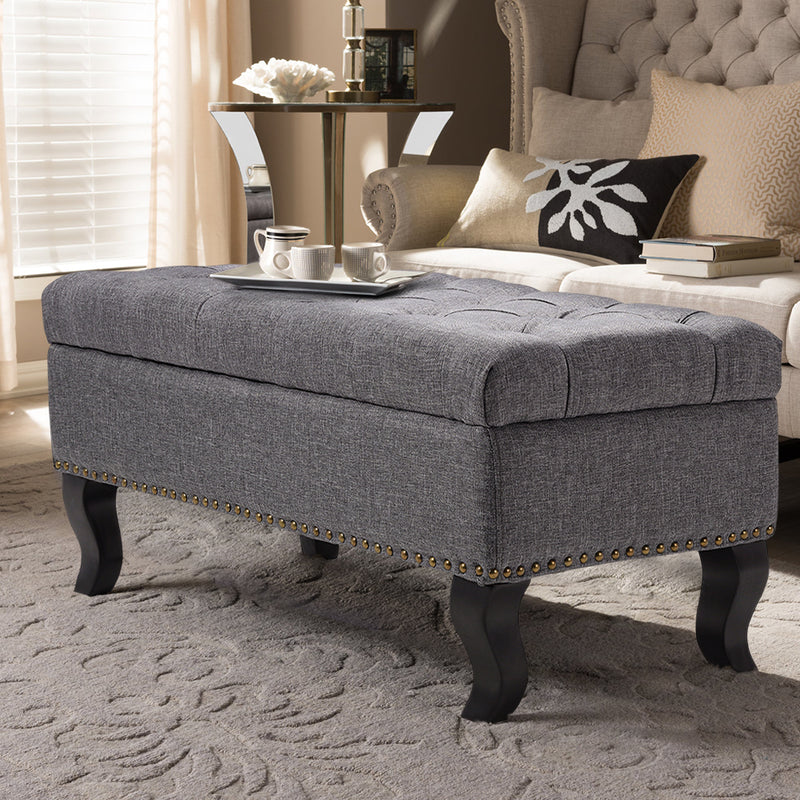 Livingandhome Rectangle Linen Ottoman Bench