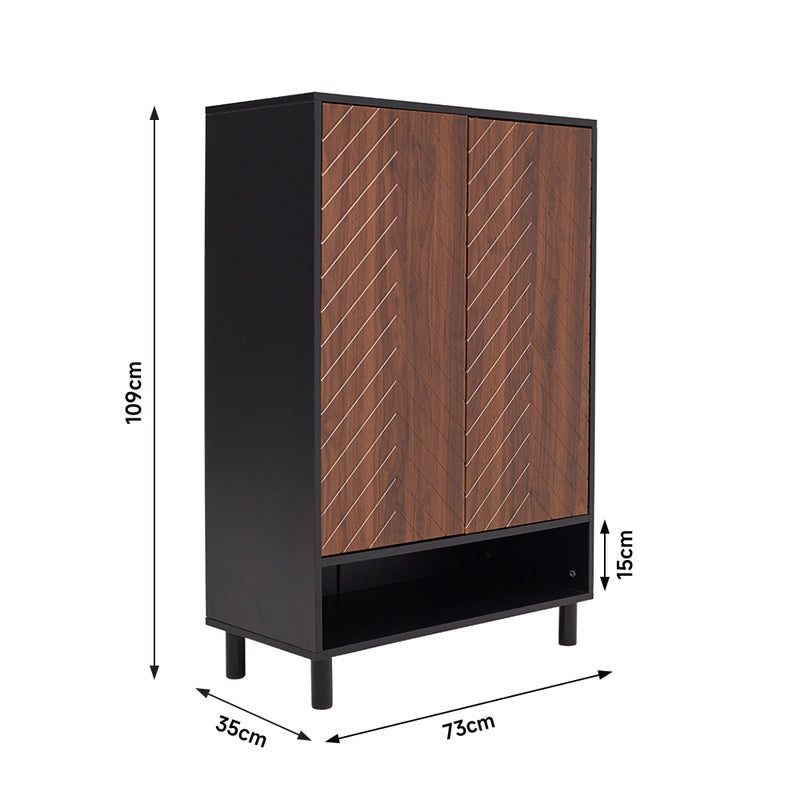 Lifeideas 6-Tier Black Shoe Cabinet with Doors