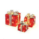 Lifeideas Set of 3 Light-Up Square Christmas Gift Boxes Glitter Presents Decoration