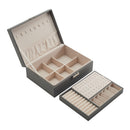 Sheonly Lockable Double Tier Faux Leather Jewellery Organizer