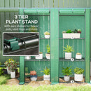 Outsunny 3 Tier Lean-to Mini Greenhouse With Green Hemmed Edging, Green