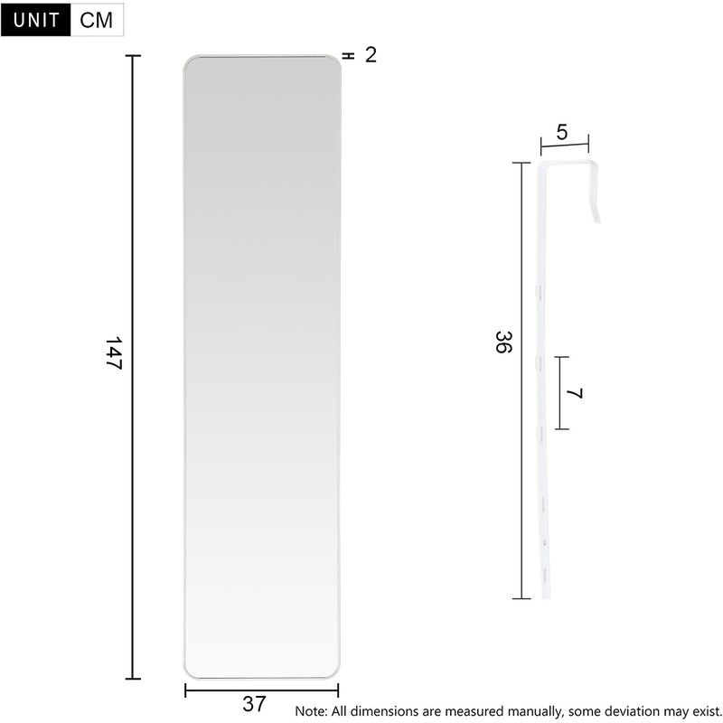 Livingandhome Full Length Mirror with Rounded Corners Door Hanging