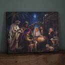 40 x 30cm Battery Operated Light up Fibre Optic Nativity Scene Canvas Wall Art