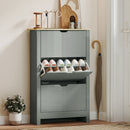 HOMCOM 18-Shoe Storage Cabinet 6 Shelves 3 Drawers Tabletop Light Grey