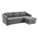 Livingandhome L-Shaped 3-Seater Sofa Bed in Dark Grey Fabric