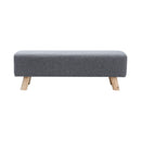 Livingandhome Rectangular Linen Ottoman with Wooden Legs