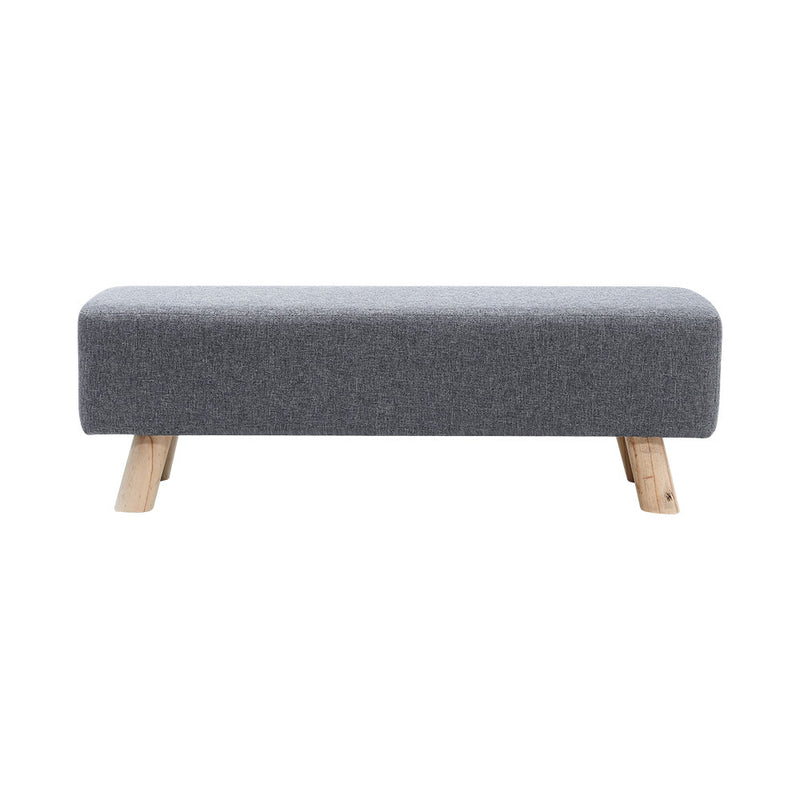 Livingandhome Rectangular Linen Ottoman with Wooden Legs