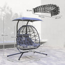 Outsunny Rattan Double Hanging Egg Chair with Canopy, Cushion, Black