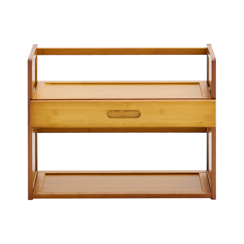 Livingandhome Wooden Bamboo 2-Tier Storage Shelf