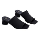 Square Open Toe Chunky Block Heel Sandals - Black