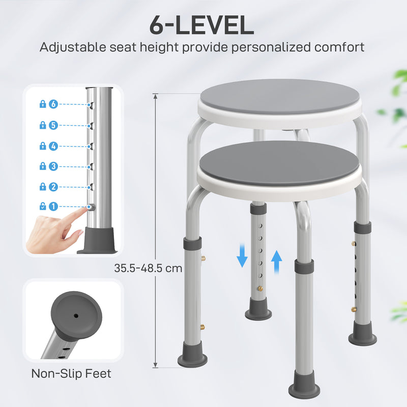 HOMCOM 360 Degree Swivel Shower Stool with Non-Slip Feet for Disabled