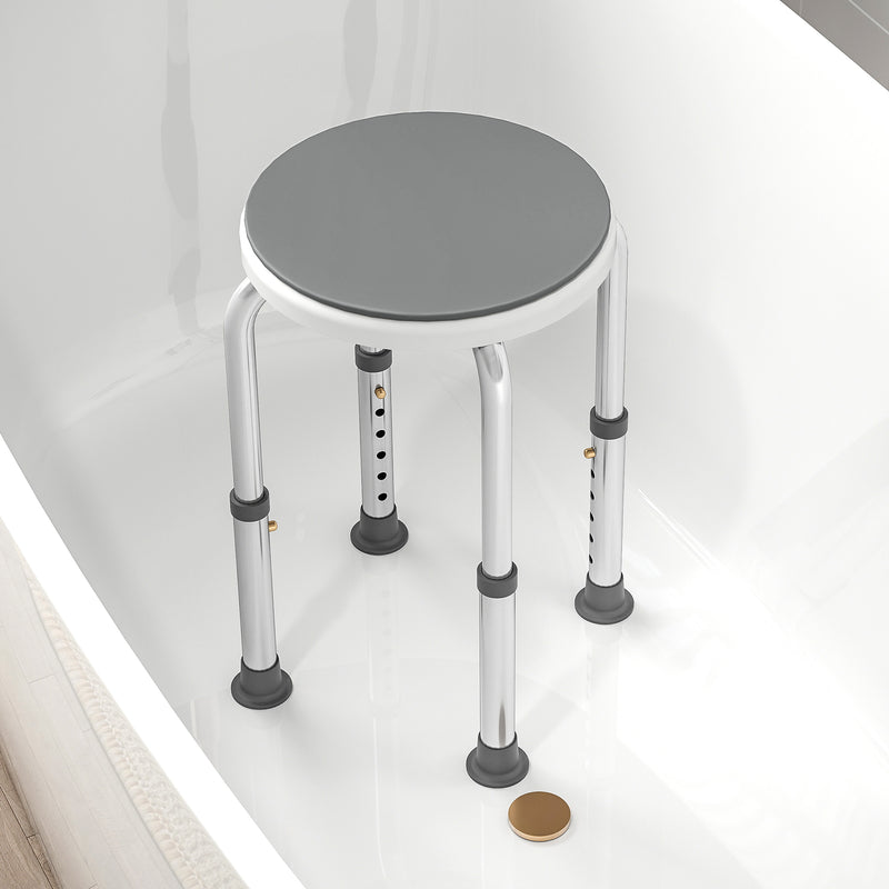 HOMCOM 360 Degree Swivel Shower Stool with Non-Slip Feet for Disabled