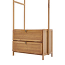 Livingandhome 52cm Multi-functional Wooden Coat Rack with Storage Drawers