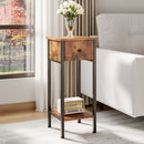 Livingandhome Industrial Side Table with Drawer and Shelf