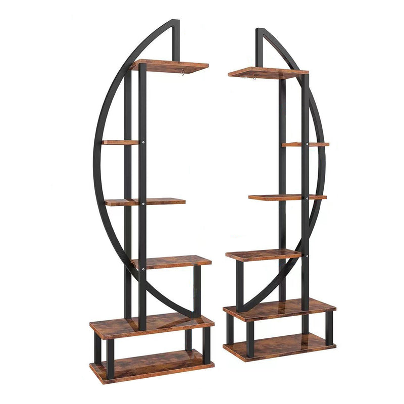Breeins Pair of Wooden Crescent Plant Displays