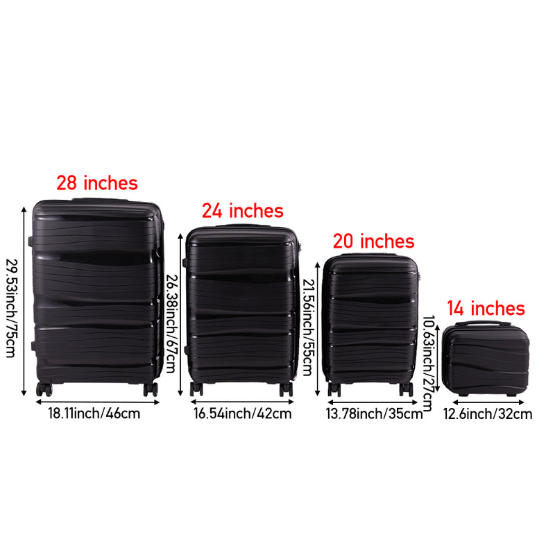 Livingandhome 4PCS Lockable Travel Suitcase Set
