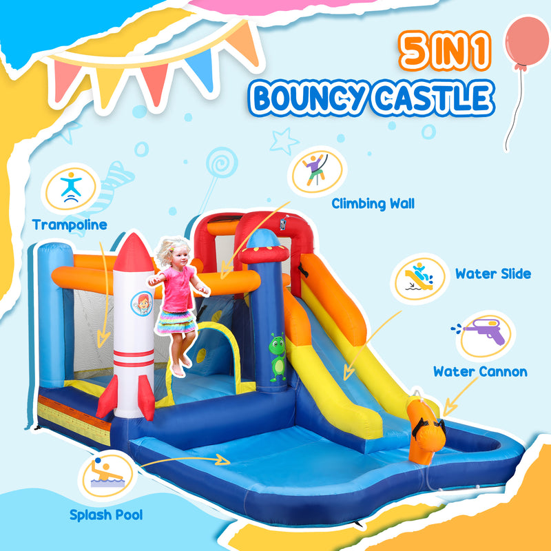 AIYAPLAY 5 in 1 Bouncy Castle for Children with 550W Blower, Water Slide