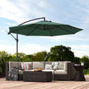 Outsunny 3(m) Garden Banana Parasol Cantilever Umbrella W/ Base, Dark Green