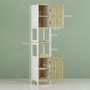 HOMCOM Tall Bathroom Cabinet Bamboo Bathroom Cupboard with Adjustable Shelves