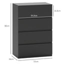 HOMCOM Bedroom Chest of Drawers, 4 Drawers Dresser, Drawer Unit