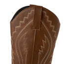 PU Leather Fashionable Western-Style Mid-Calf Cowboy Boots - Brown