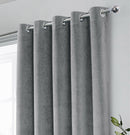 Luxury Enhanced Living Grey Velvet, Supersoft, 100% Blackout, Thermal Pair of Curtains with Eyelet Top