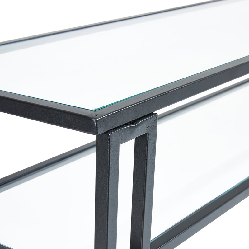 Livingandhome Modern Multi-function Tempered Glass Console Table