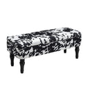 Livingandhome Cow Print Velvet Upholstered Storage Bench
