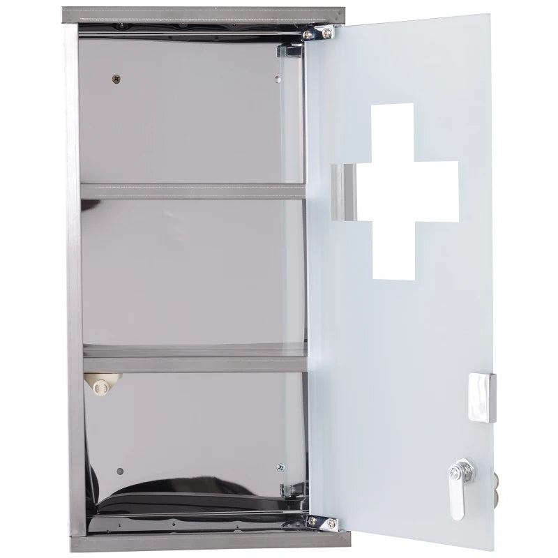 HOMCOM Stainless Steel Wall Mounted Medicine Cabinet-Silver