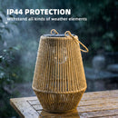 Outsunny Rattan Hanging Solar Lights Outdoor Garden Lantern Set of 2, Brown