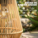 Outsunny Rattan Hanging Solar Lights Outdoor Garden Lantern Set of 2, Brown