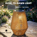 Outsunny Rattan Hanging Solar Lights Outdoor Garden Lantern Set of 2, Brown