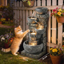 Outsunny 5 Tiers Outdoor Water Fountain with LED Lights for Garden, Mixed