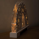 45cm Battery Operated White Wooden Snowflake Arch & Christmas Trees with 10 Warm White LEDs