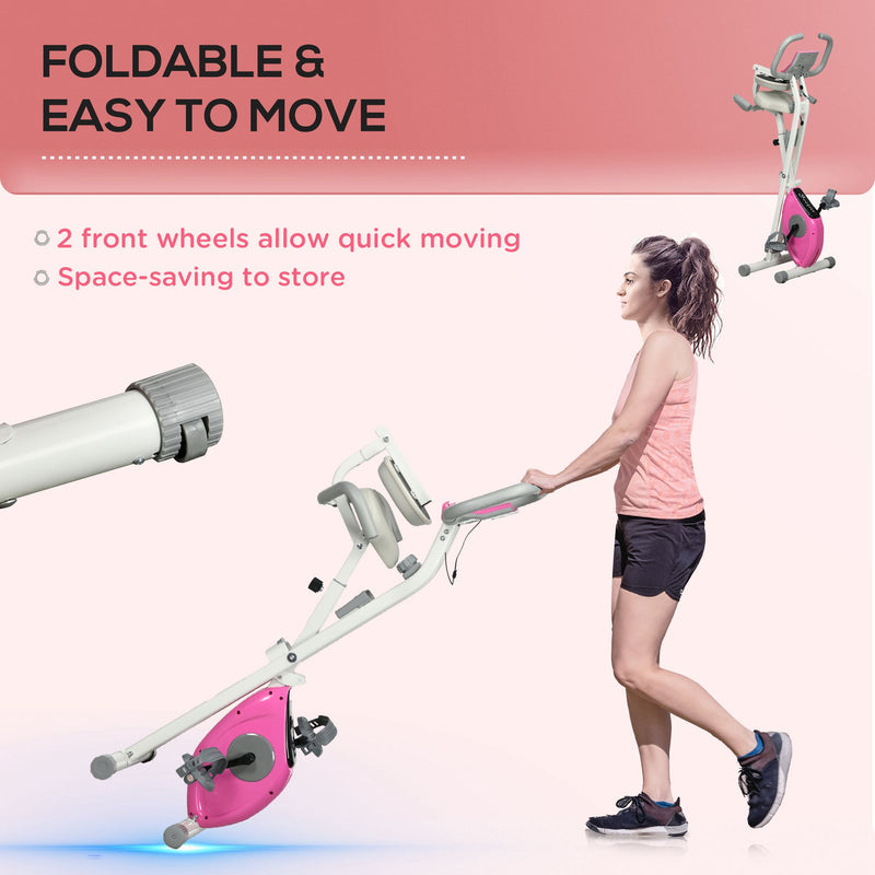 HOMCOM Folding Exercise Bike w/ Adjustable Magnetic Resistance, Seat Height