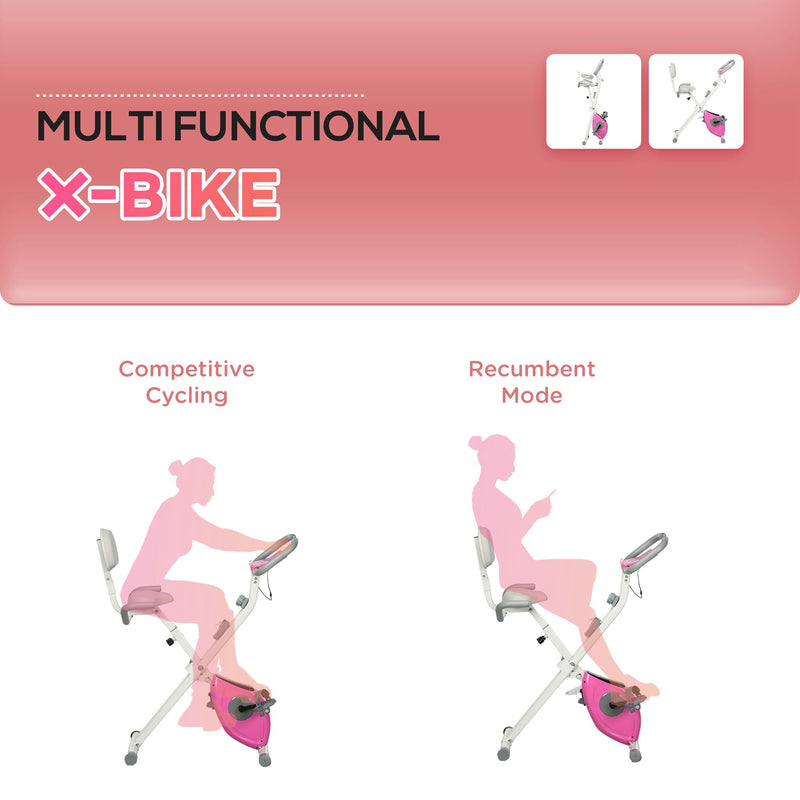 HOMCOM Folding Exercise Bike w/ Adjustable Magnetic Resistance, Seat Height