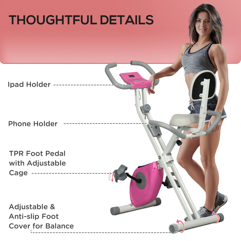 HOMCOM Folding Exercise Bike w/ Adjustable Magnetic Resistance, Seat Height
