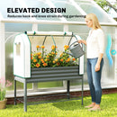 Outsunny Galvanised Raised Planter with Greenhouse Cover and Bottom Shelf