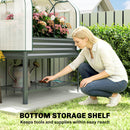 Outsunny Galvanised Raised Planter with Greenhouse Cover and Bottom Shelf